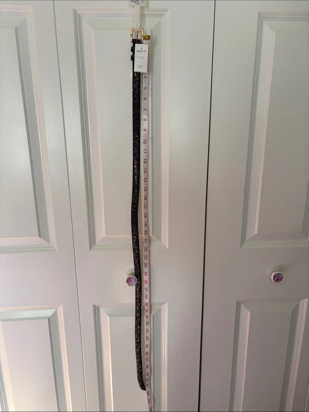 NWT Loft Outlet—Women's Black Glitter Belt with Gold Buckle